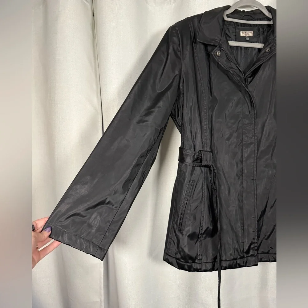 Giacca Black Belted Raincoat Jacket Size XL